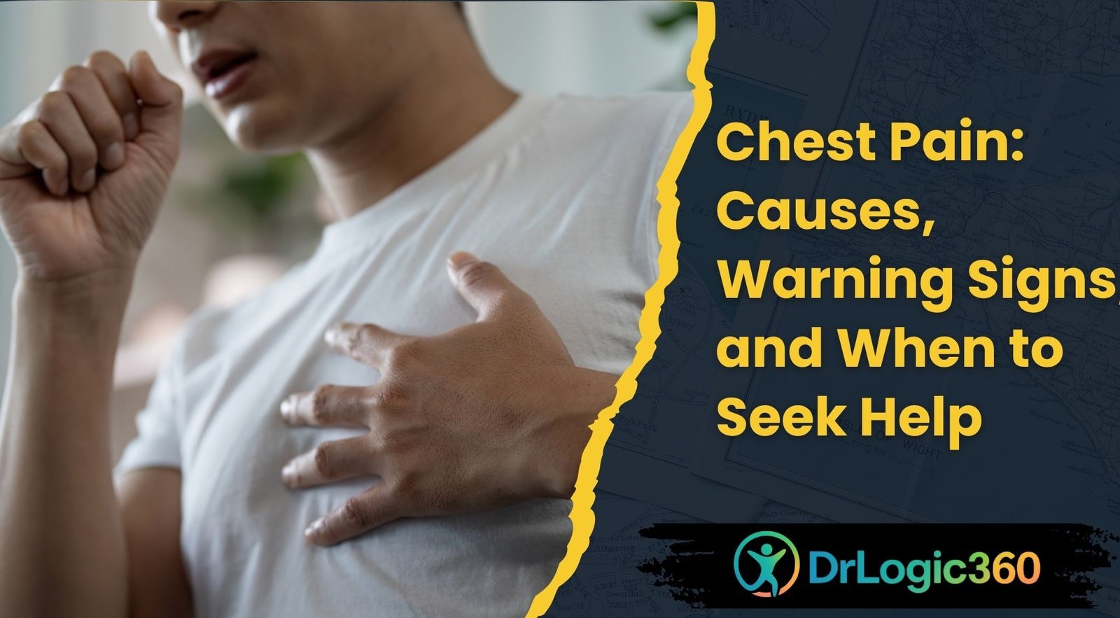 A young man coughs and holds his chest, showing respiratory discomfort at home, highlighting chest pain causes.